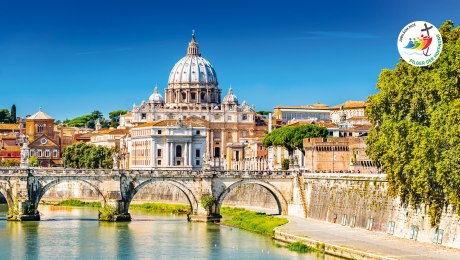 Italien Rom Petersdom, © Bild: Adobe Stock | Logo: Dicastero per L'Evangelizzazione, Città del Vaticano