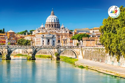 Italien Rom Petersdom, © Bild: Adobe Stock | Logo: Dicastero per L'Evangelizzazione, Città del Vaticano